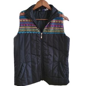 Great Northwest Indigo Puffer Vest Aztec Pattern S
